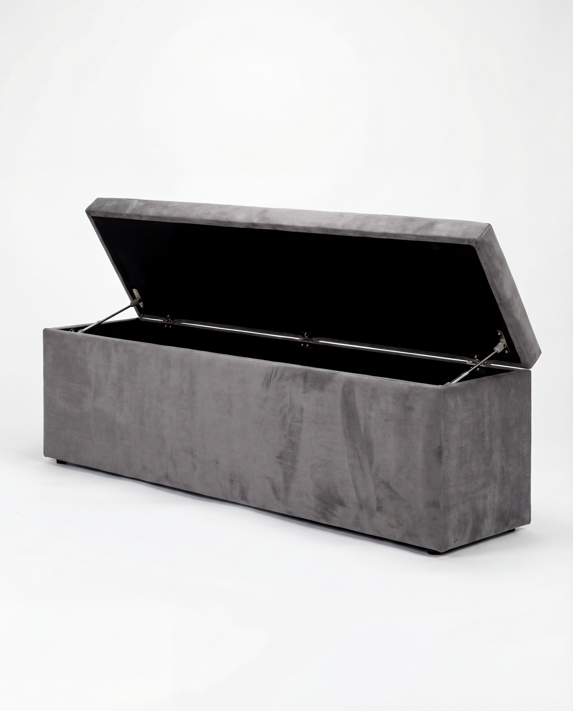 Bourg upholstered storage ottoman in grey